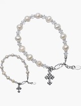ravishing teensy-weensy silver cultured pearl mom and me bracelet set 
